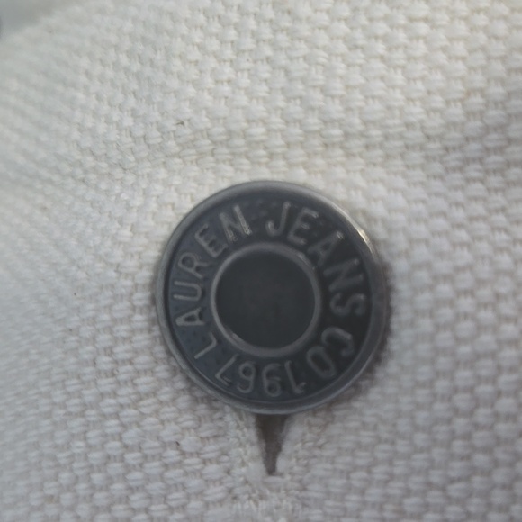 VINTAGE LAUREN JEANS CO Cream Denim Longline Button Down Utility Jacket MEDIUM - Picture 16 of 16